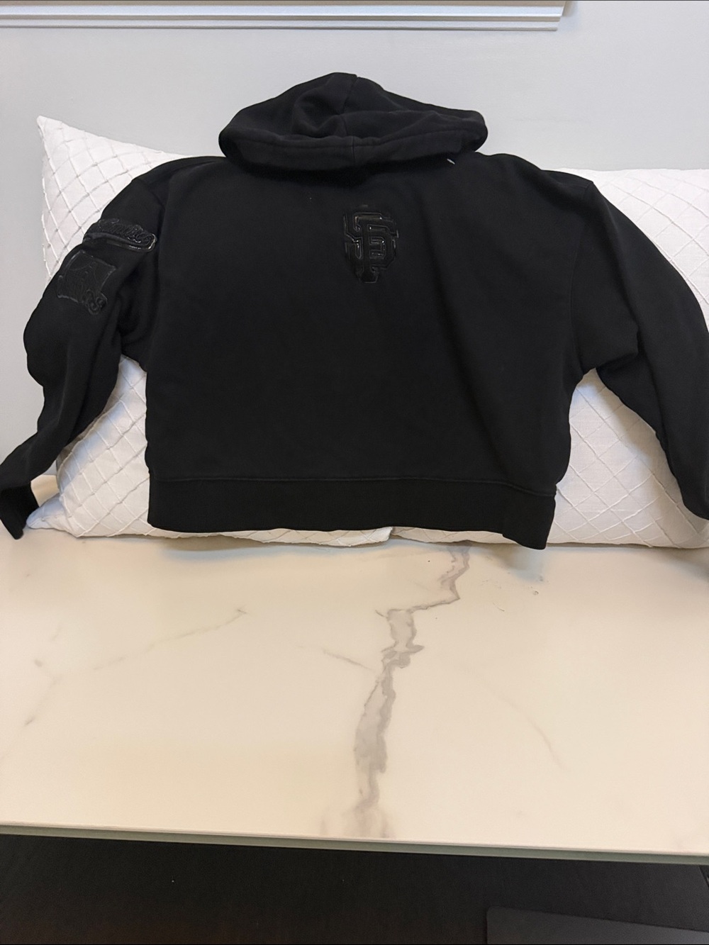 Men's Black Crewneck Hooded Sweater with Subtle Chest Emblem